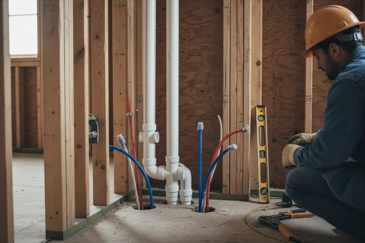 Drain and supply rough-in during Sump Pump Repair in Elsinore